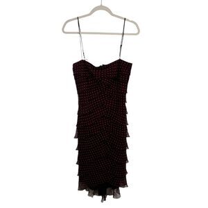 Tadashi Shoji Black Red Polka Dot Dress Pinup Rockabilly Retro Silk Womens 10P